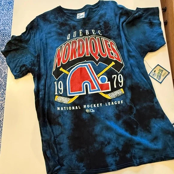Quebec Nordiques Red and Blue Tie-Dye Tee Shirt - Picture 2 of 5
